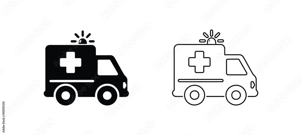 Naklejka premium ambulance car icon on transparent background, isolated silhouette