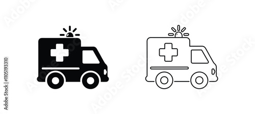 ambulance car icon on transparent background, isolated silhouette