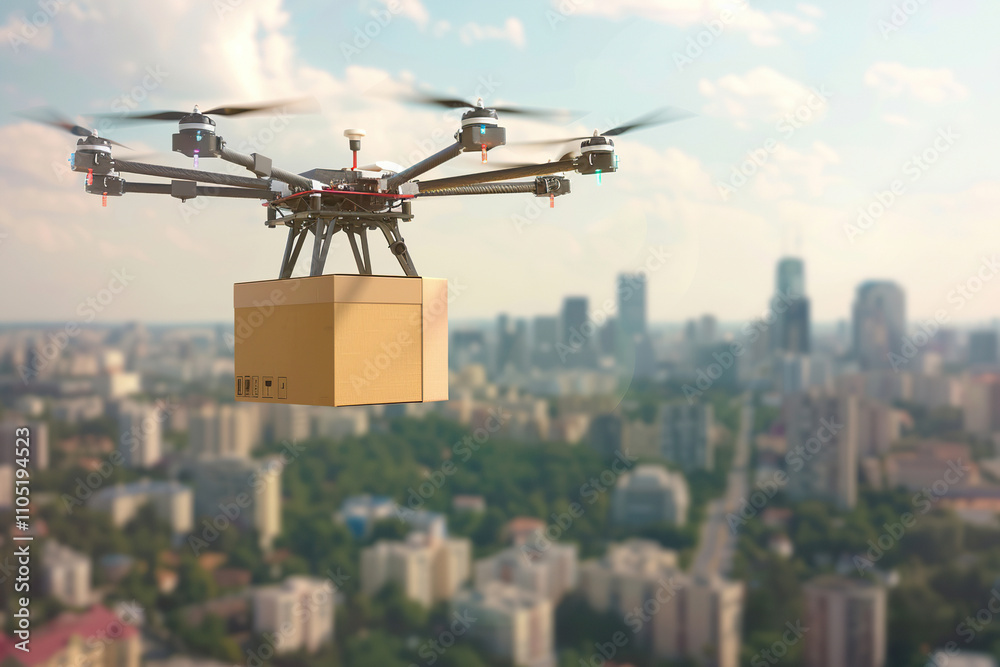Drone flying in sky over beautiful nature during observation from top Drone flying in sky over beautiful nature during observation from top