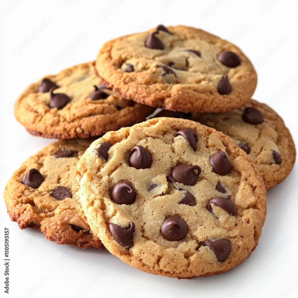 chocolate chip cookies isolated on white background chocolate chip cookies isolated on white background