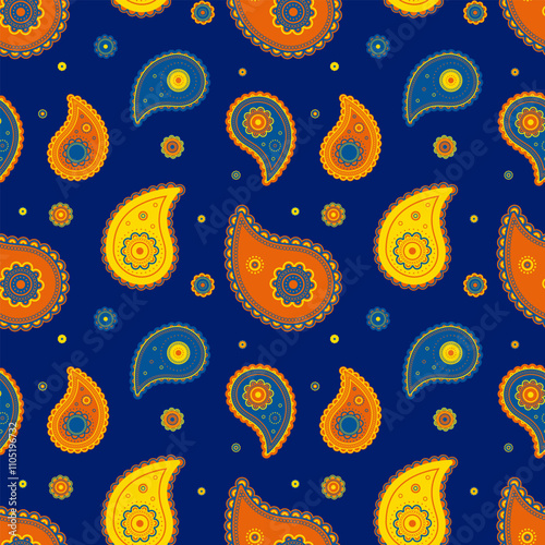 Floral pattern decor and rich buta. Decorating victorian and ethnicity asian. Swatch trendy in summer paisley.