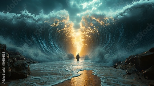 Moses splitting the red sea