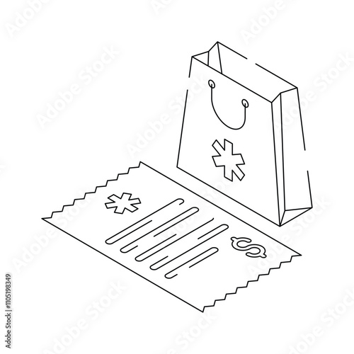 Shopping bag with a medical symbol, representing healthcare purchases