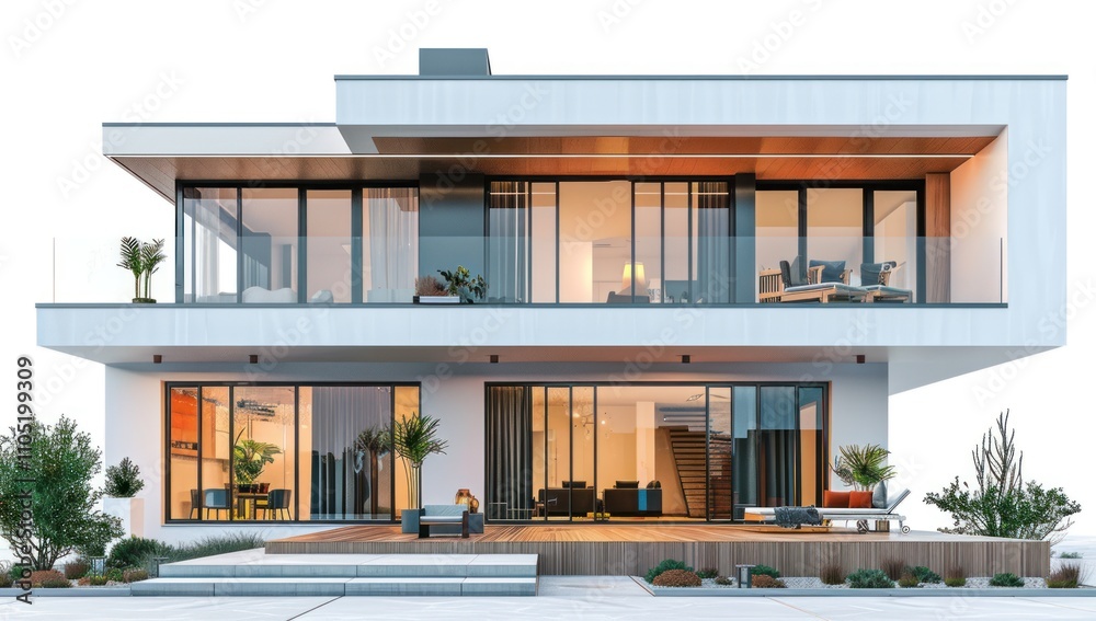 Modern Two-Story Home with a Patio and Garden Modern Two-Story Home with a Patio and Garden