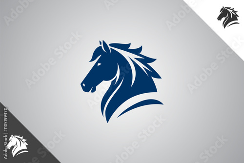 Horse minimalis logo with 2 color options. An animal and pet symbol. Black solid color logo. Minimal logotype and sign. Eps 10. photo