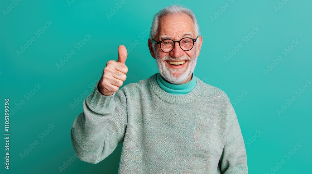Smiling Man Giving Thumbs Up, on a solid color background. Smiling Man Giving Thumbs Up, on a solid color background.