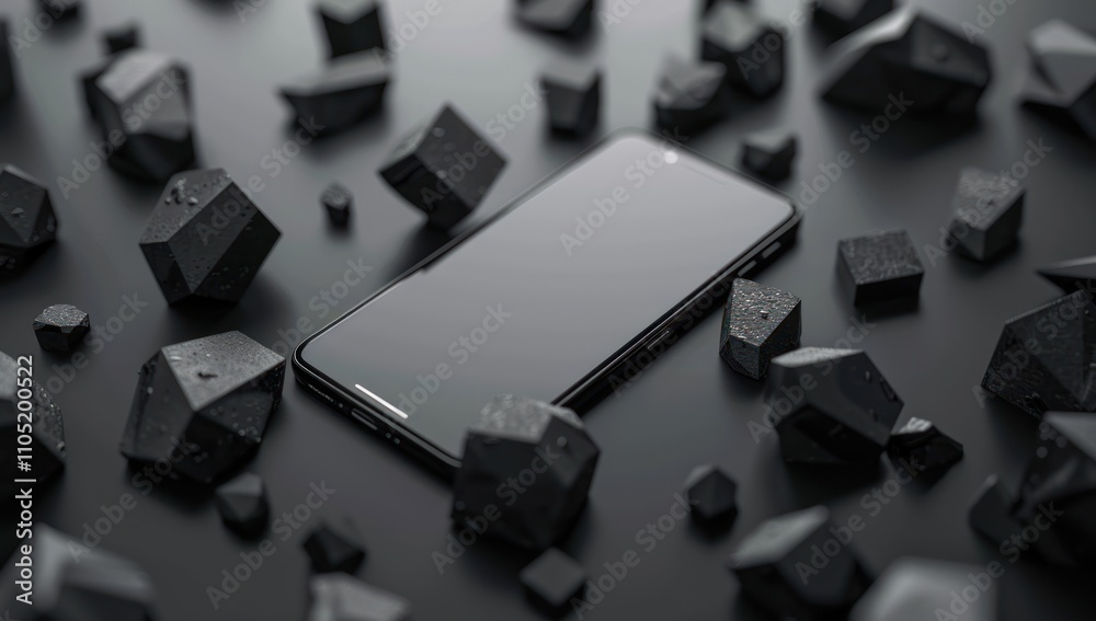Black Smartphone with Geometric Shapes Black Smartphone with Geometric Shapes