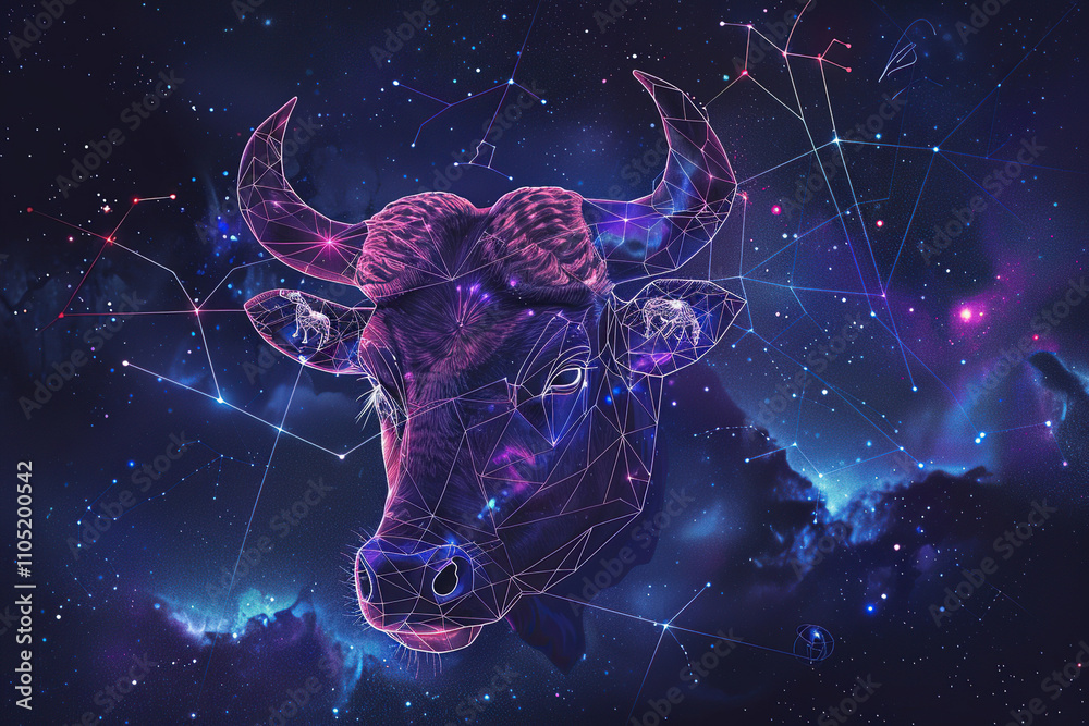 Astrological composition with concept of Taurus zodiac sign symbol Astrological composition with concept of Taurus zodiac sign symbol
