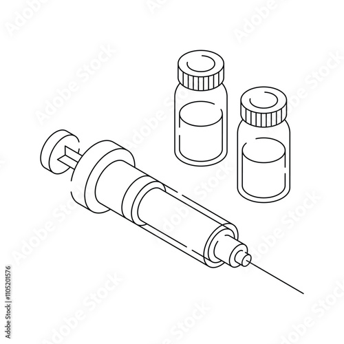 Syringe and vials for injections and healthcare treatments