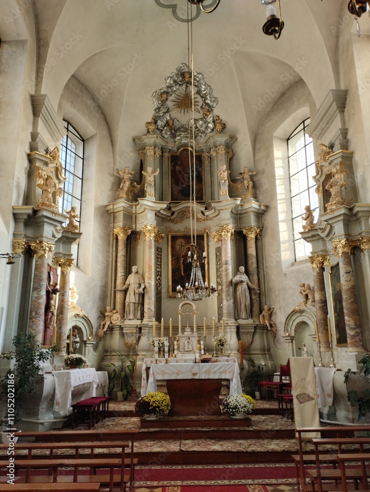 Church of the Immaculate Conception of the Most Holy Virgin Mary in Slonim, Belarus. The interiors of the church