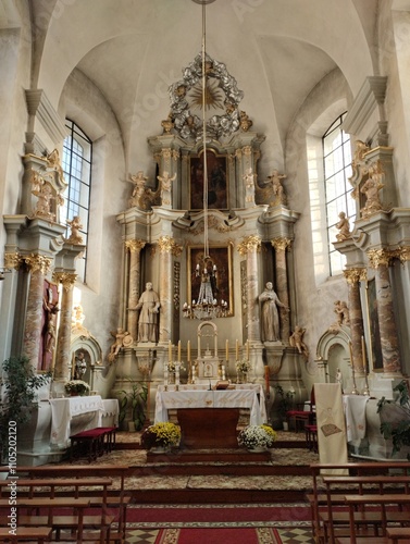 Obraz na płótnie Church of the Immaculate Conception of the Most Holy Virgin Mary in Slonim, Belarus. The interiors of the church w salonie