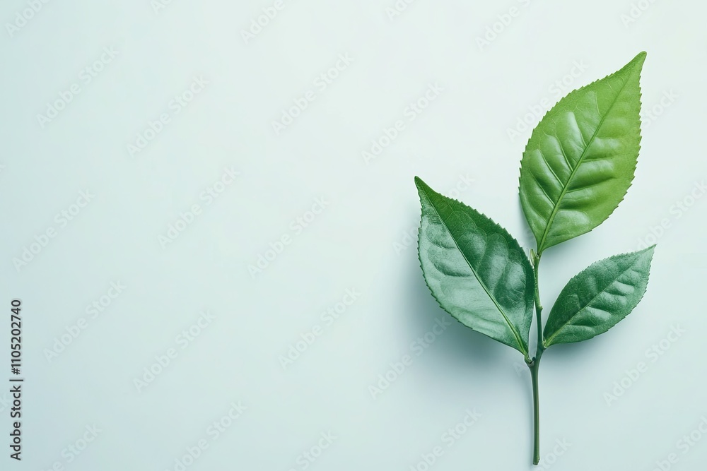 green tea leaf isolated on white background. place for text. green tea leaf isolated on white background. place for text.