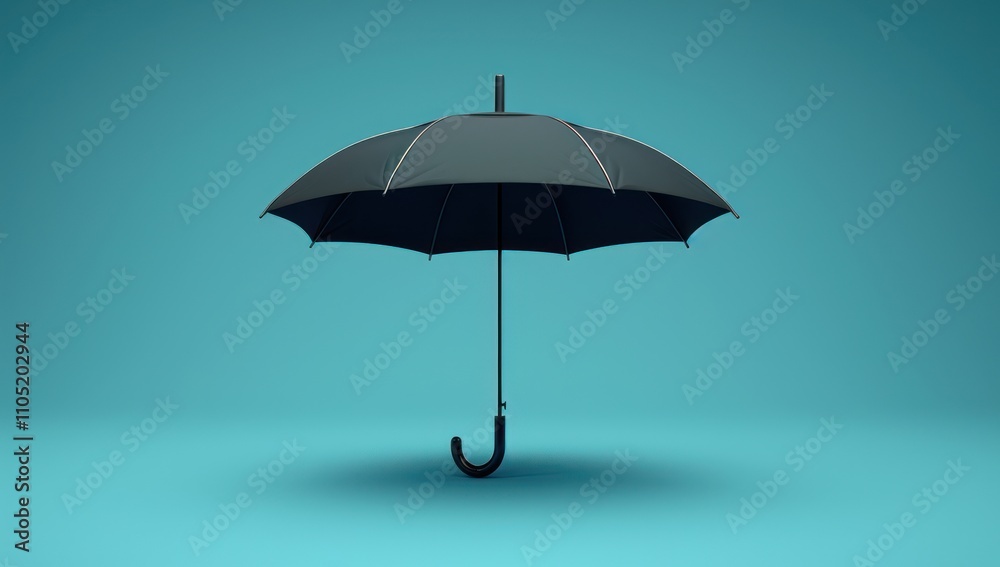 Black Umbrella on a Turquoise Background Black Umbrella on a Turquoise Background