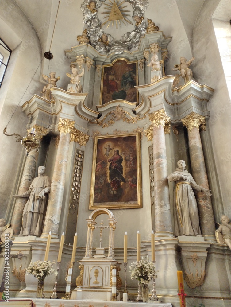 Church of the Immaculate Conception of the Most Holy Virgin Mary in Slonim, Belarus. The interiors of the church