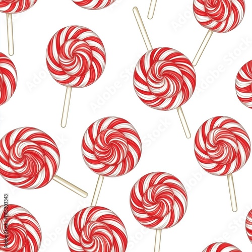Seemless pattern of new year's lollipops isolated on white background