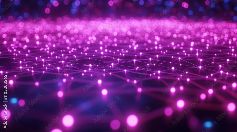 Abstract glowing pink and purple network of connected dots. Abstract glowing pink and purple network of connected dots.
