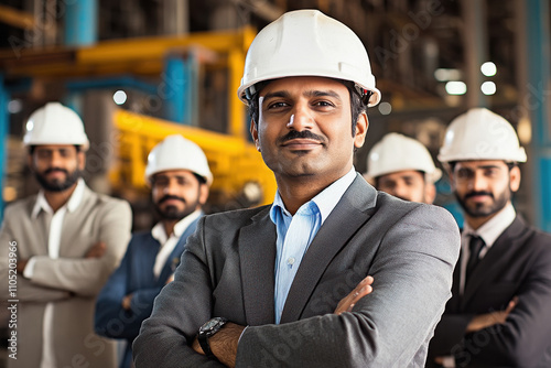 indian professional engineers team standing together