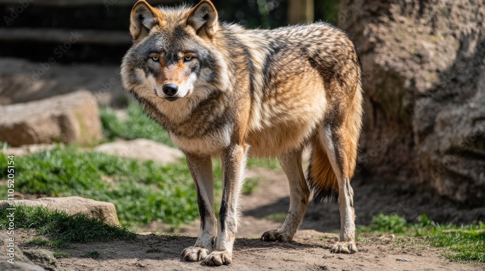 Majestic Wolf Standing in Natural Habitat Majestic Wolf Standing in Natural Habitat