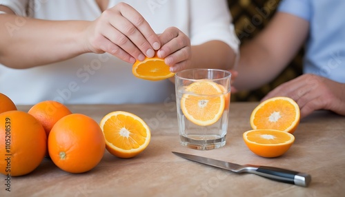Fresh orange slices for juicing, healthy and delicious anytime.