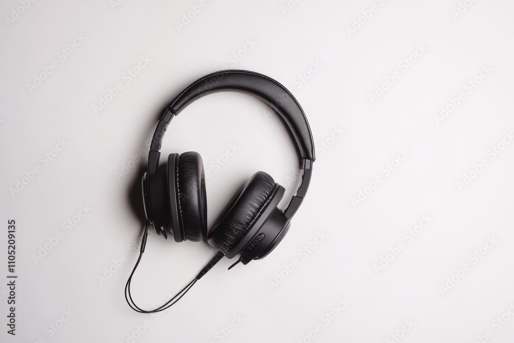 Black over ear wireless headphones Isolated on a white background sleek and modern audio device
