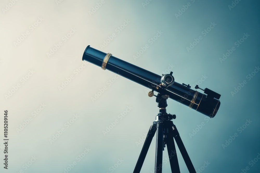 Black telescope on a tripod for stargazing and astronomical observations Black telescope on a tripod for stargazing and astronomical observations