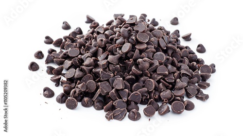 Close-Up Shot of Chocolate Chips on a White Background