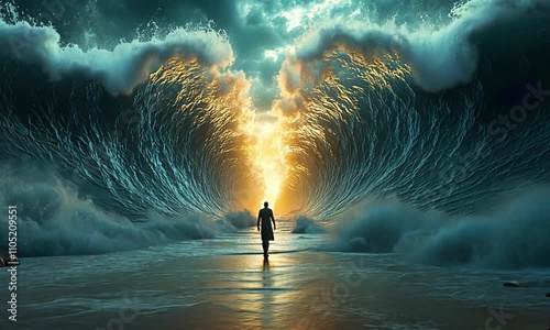 Moses splitting the red sea