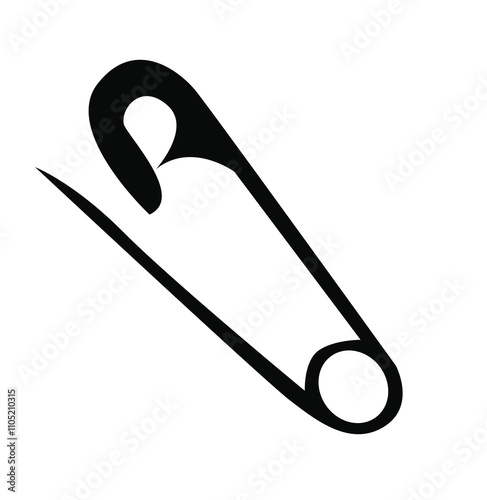 Safety pin. Opened and closed pins.