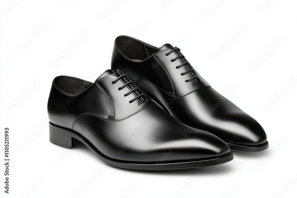 Classic black leather men's dress shoes Isolated on a white background polished and formal Classic black leather men's dress shoes Isolated on a white background polished and formal