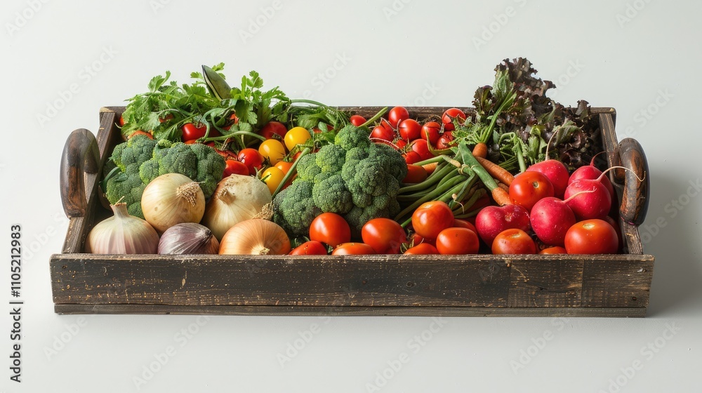 Organic Vegetable Display on Wooden Tray Organic Vegetable Display on Wooden Tray