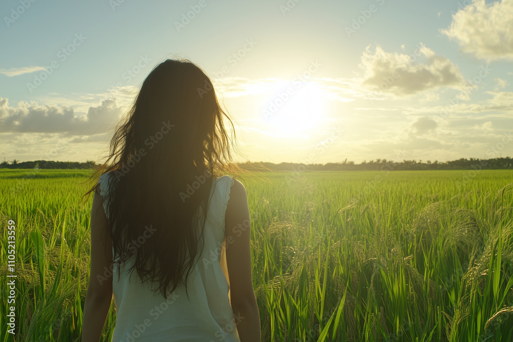 woman in a paddy field woman in a paddy field