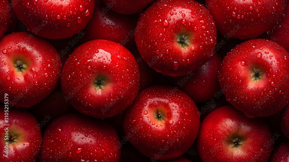 Close-up of many red apples with water droplets. (1) Close-up of many red apples with water droplets. (1)