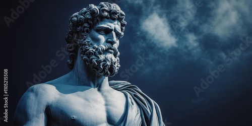 stoic statue sculpture on dark background