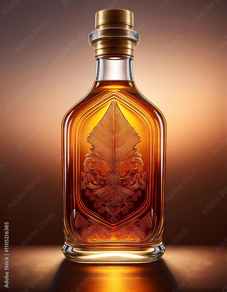 bottle of alcoholic drink on a dark background. 3d illustration bottle of alcoholic drink on a dark background. 3d illustration