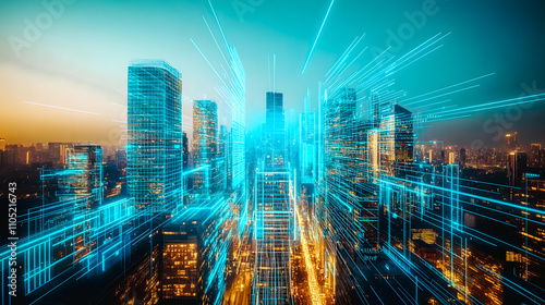 Wallpaper Mural Lumière et mouvement dans la ville, arrière plan urbain Torontodigital.ca