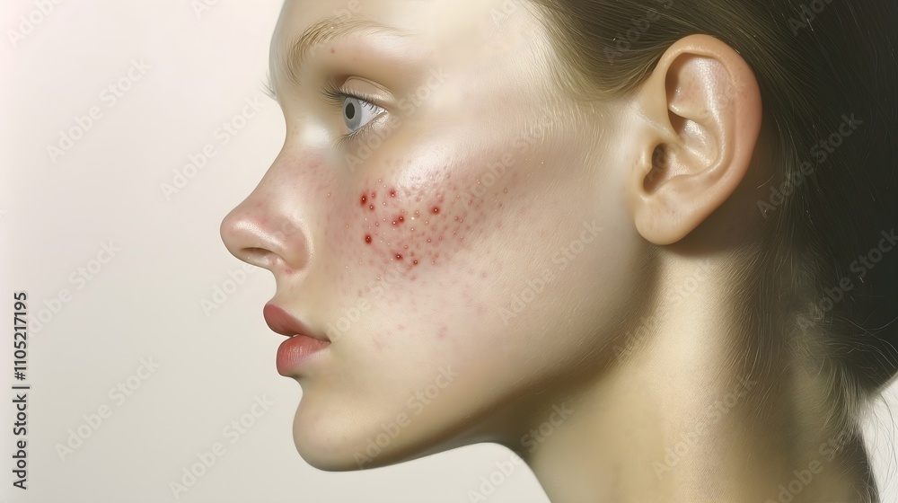 Young woman with acne skin condition on mint background. Horizontal banner for dermatology clinics, skincare brands, medical centers, wellness blog, healthcare marketing, space Young woman with acne skin condition on mint background. Horizontal banner for dermatology clinics, skincare brands, medical centers, wellness blog, healthcare marketing, space