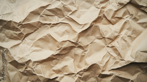 Abstract wrinkled paper texture in natural brown tones AI generative photo