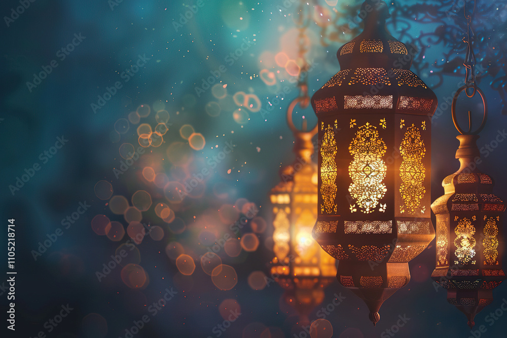 Beautiful greeting card with bright holiday composition for happy and joy celebrate Ramadan Beautiful greeting card with bright holiday composition for happy and joy celebrate Ramadan