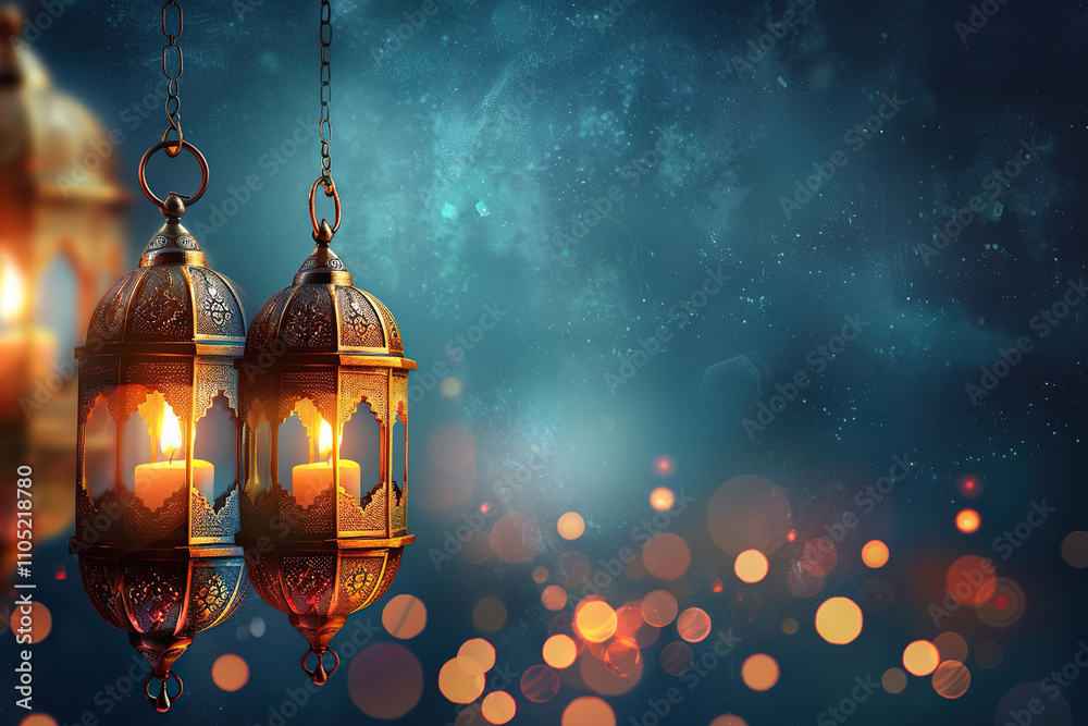 Beautiful greeting card with bright holiday composition for happy and joy celebrate Ramadan Beautiful greeting card with bright holiday composition for happy and joy celebrate Ramadan