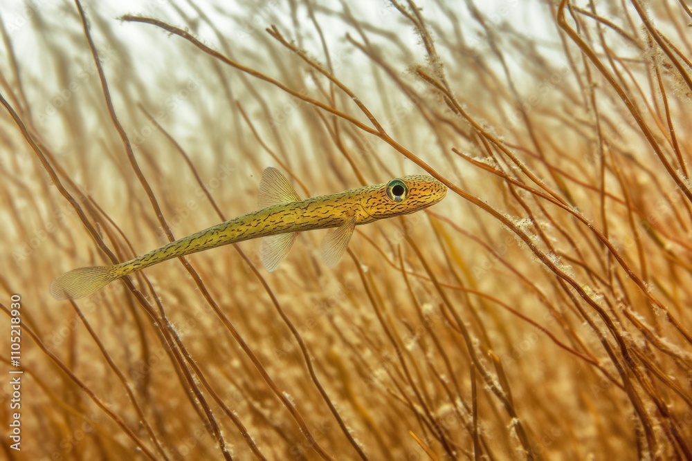 Pipefish Hidden Among Seagrass A long Pipefish Hidden Among Seagrass A long
