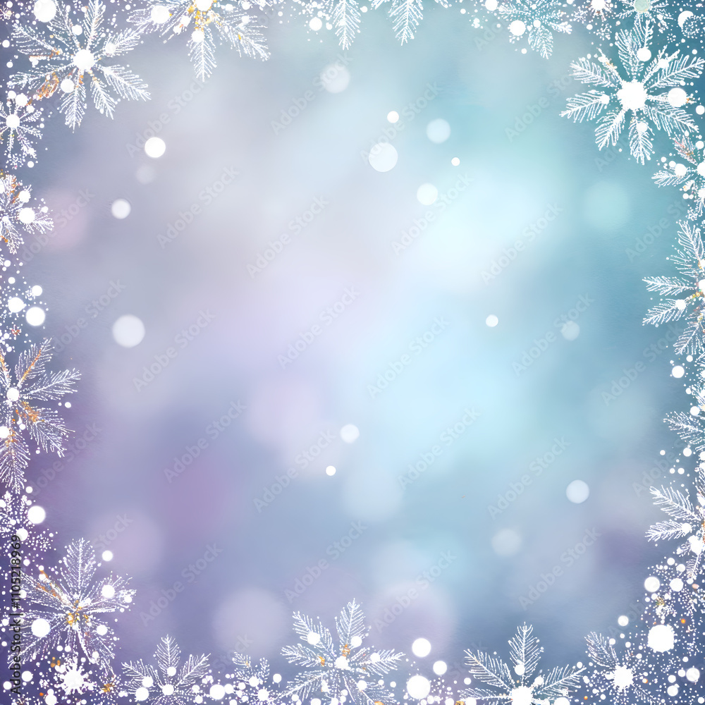 A magical winter background with snowflakes and soft bokeh effects, digital art of abstract background concept.