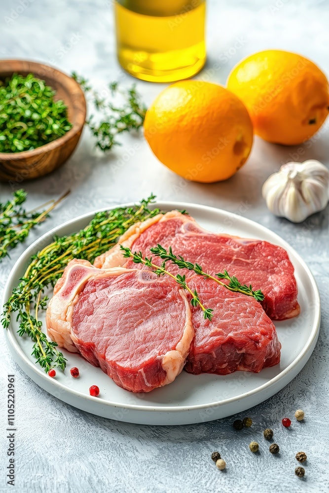 Fresh Pork Chops with Herbs and Citrus Ingredients Fresh Pork Chops with Herbs and Citrus Ingredients