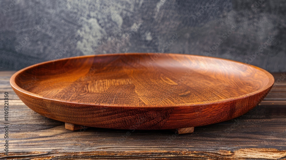 Wooden plate on table with copy space for branding as product display. Vintage style concept. Wooden plate on table with copy space for branding as product display. Vintage style concept.