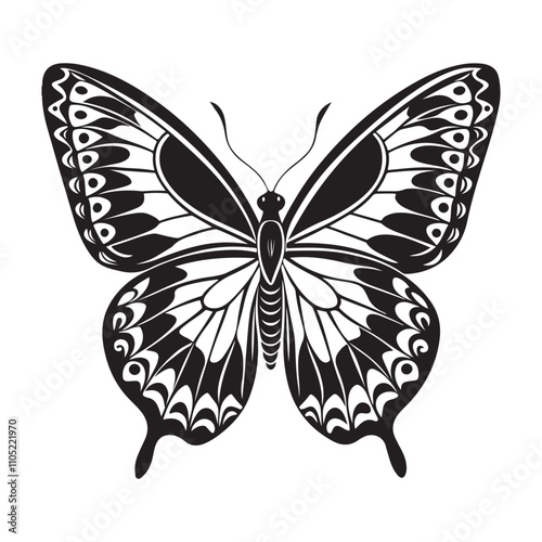 Butterfly silhouette vector illustrations isolated on a white background.