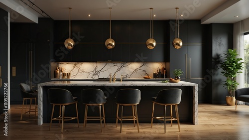 Modern kitchen with white cabinets