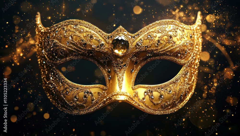 Golden Carnival Mask with Sparkles Golden Carnival Mask with Sparkles
