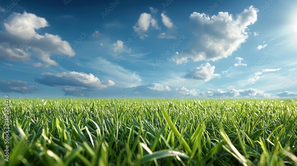 Lush Green Grass Under a Bright Blue Sky Lush Green Grass Under a Bright Blue Sky