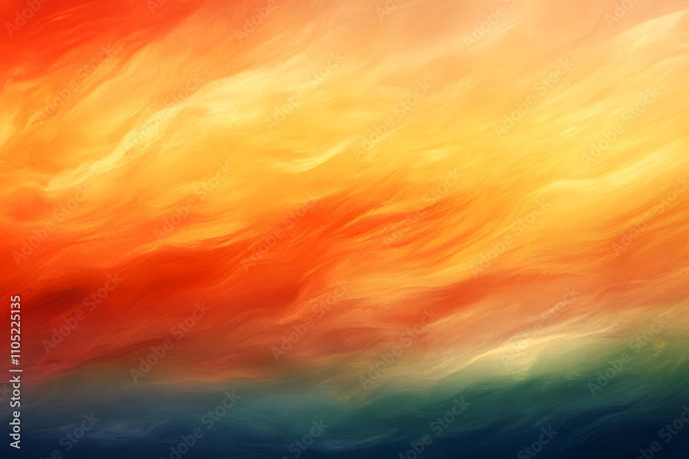 Obraz premium Vibrant sunset abstract painting art studio digital art creative space close-up colorful expression