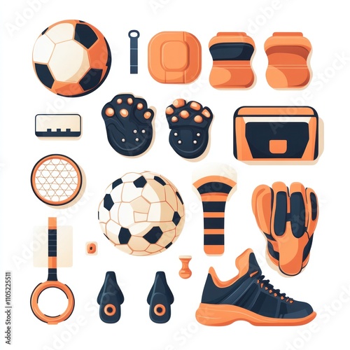 Vibrant Illustration of Soccer Gear and Equipment photo