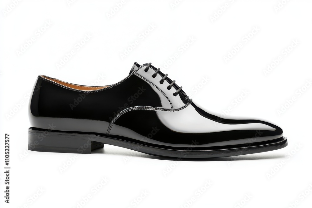 Polished black men s Oxford shoes Isolated on a white background, perfect for formal occasions Polished black men s Oxford shoes Isolated on a white background, perfect for formal occasions